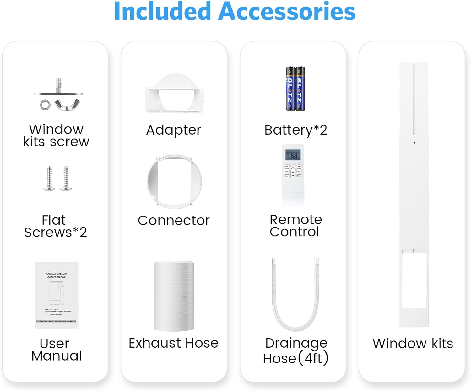 10000 BTUs Portable Air Conditioners with cooling/dehumidification/fan/sleep mode,4-IN-1 Portable AC with 24H Timer & Remote Control & Window Kit