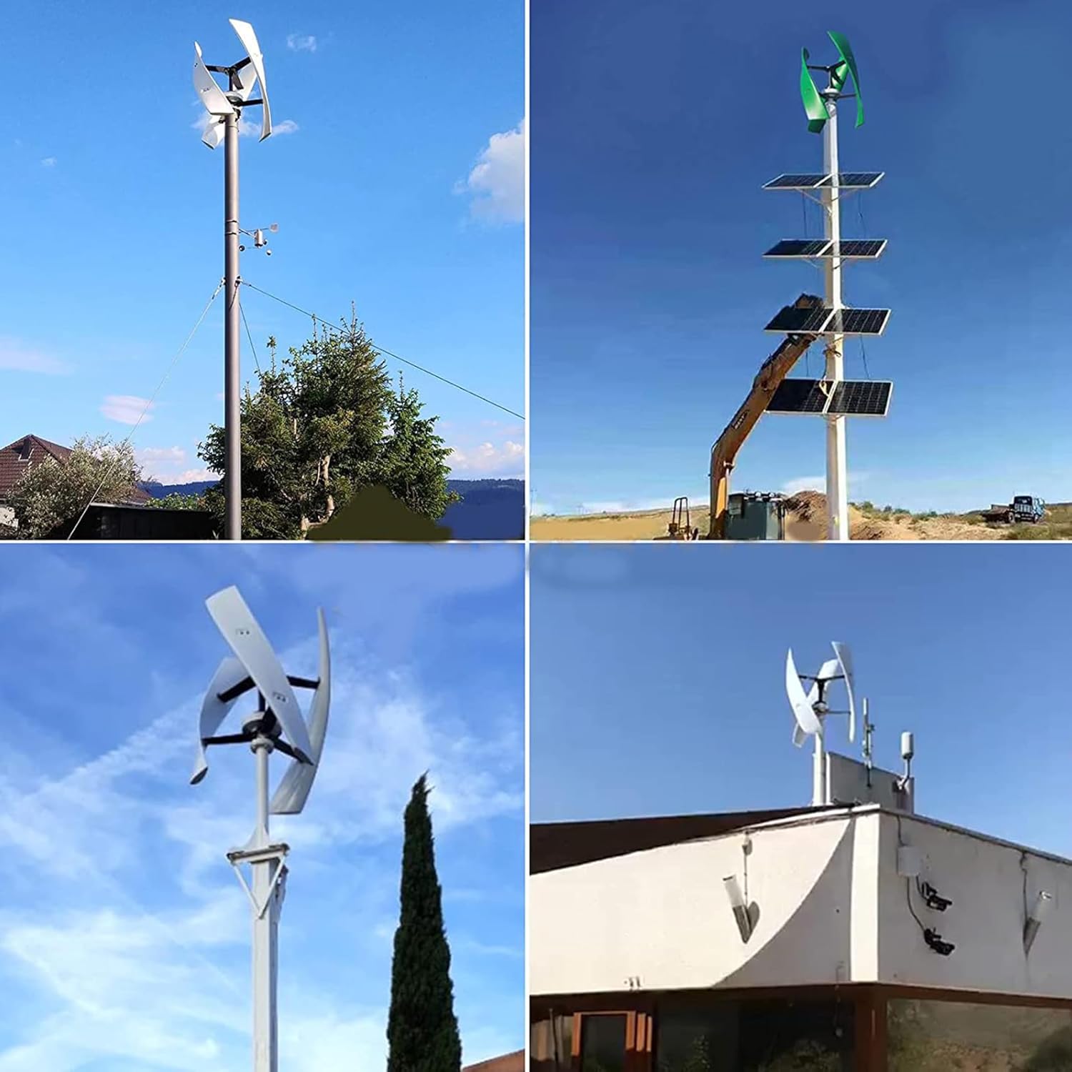 48V, 3-Blade Outdoor Windmill Power Kit, 100W-10000W Vertical Axis Wind Turbine Generator, 12V/24V/48V/220V, for Renewable Energy Power Supplementation