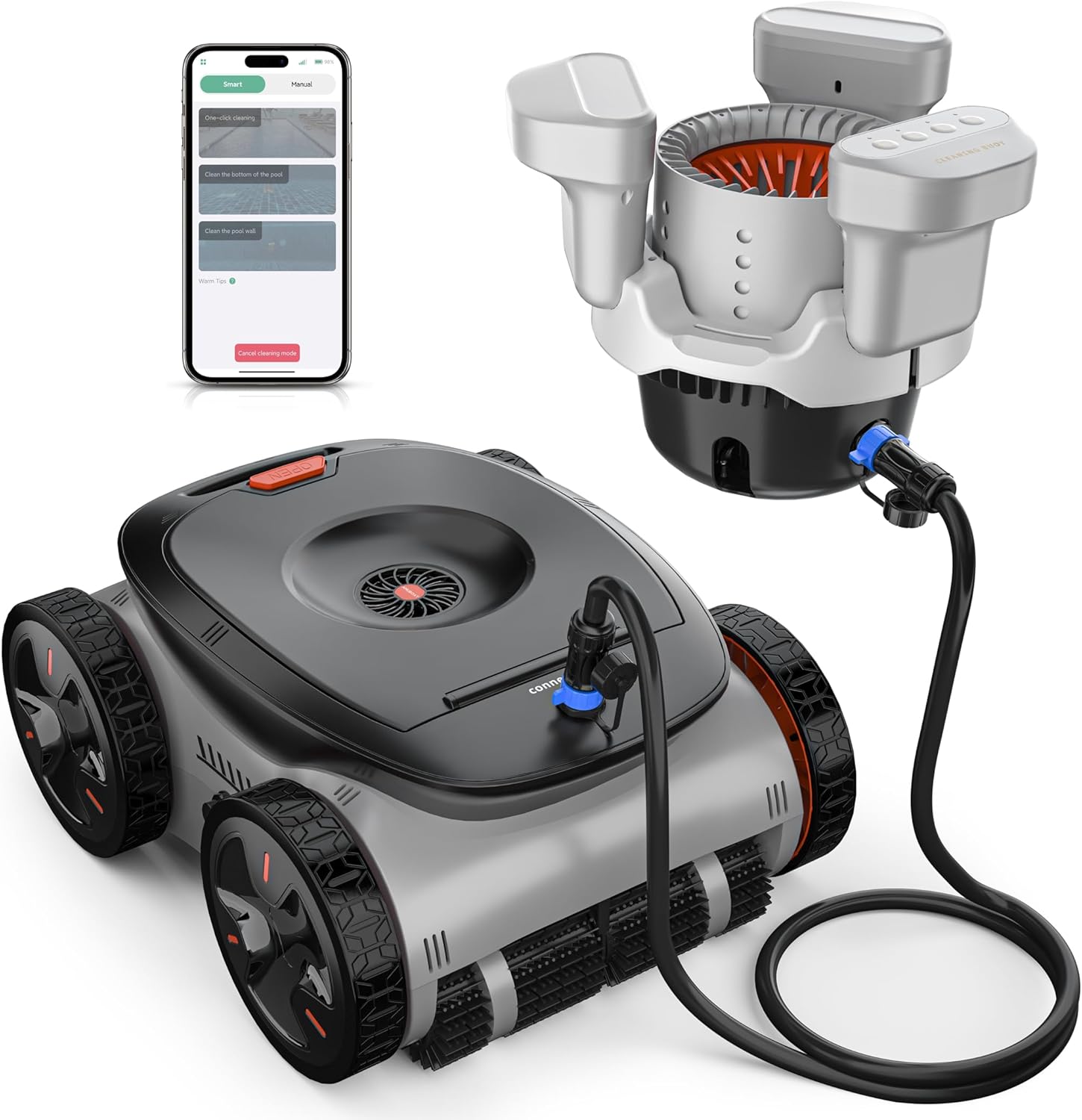 2025 Espier Cordless Robotic Pool Cleaners for Inground Pools, Automatic Pool Vacuum, Clarifies Water, Skims Water Surface, Floor, Walls, and Waterline, Lasts 180 Mins Up to 5,000 sq.ft