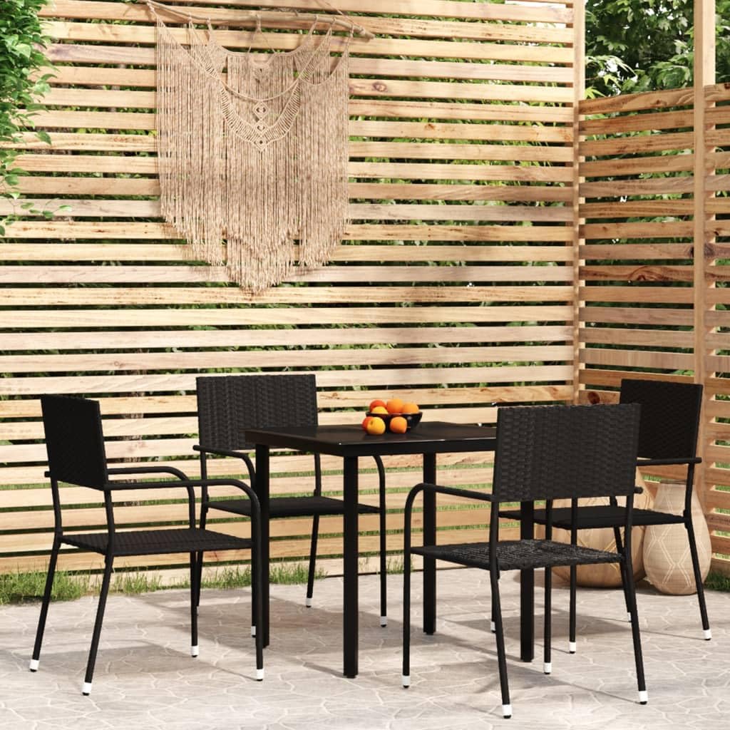 5 Piece Patio Dining Set Black,Elegant Patio Dining Set: Sturdy and Comfortable for Outdoor Gatherings Furniture Sets for Patio, Lawn & Garden