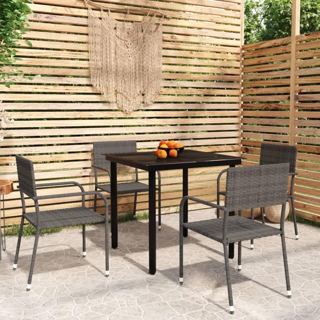 5 Piece Patio Dining Set Gray,Modern Patio Dining Set: Stylish Outdoor Dining for Your Garden and Patio Furniture Sets for Patio, Lawn & Garden