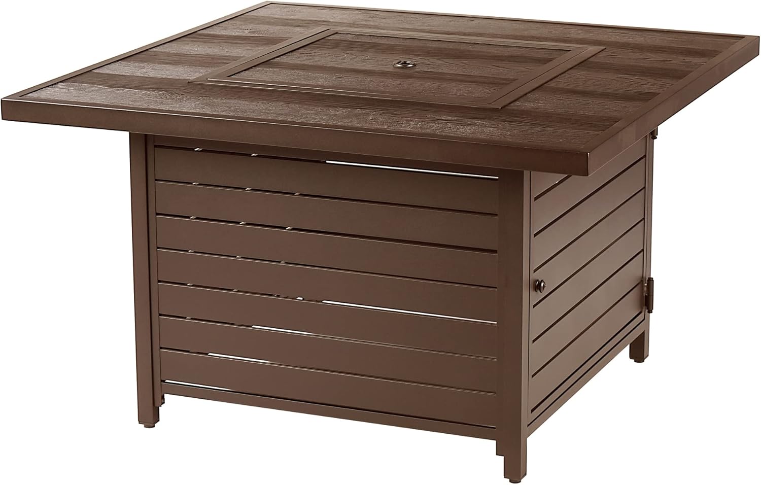 Square 42 in. x 42 in. Aluminum Propane Fire Pit Table with Glass Beads, Two Covers, Lid, 57,000 BTUs in Brown Finish
