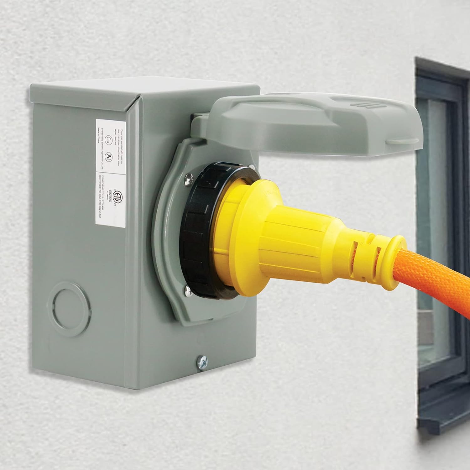 Finderomend 50 Amp Generator Inlet Box,125/250 Volt,NEMA SS 2-50P Power Inlet Box for 3 Prong Generator Cord Receptacle Transfer Switches,12500 Watts,Weatherproof for Outdoor Use, ETL Listed