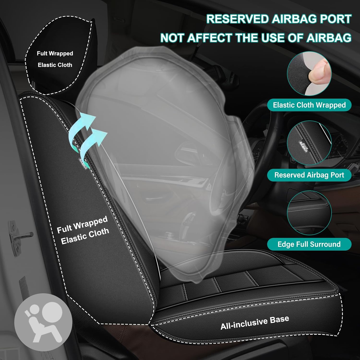 Car Seat Covers Full Set Fit for Acura RDX 2007-2018: Luxury Leather Automotive Seat Covers Car Seat Protector(5 Seat, Black)