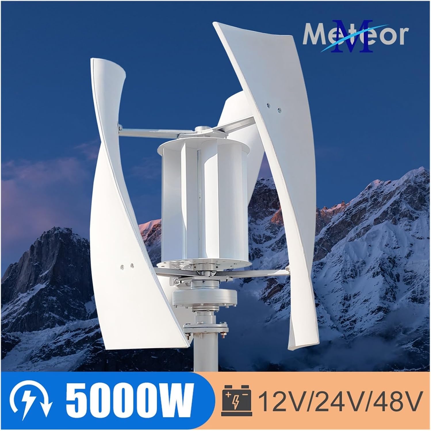 5000W Windmill Vertical Axis Residential Wind Turbine 24V 48V Wind Power Generator Electric Generator with MPPT Charger Low Starting Speed for Home(with Hybrid Charger,12V)