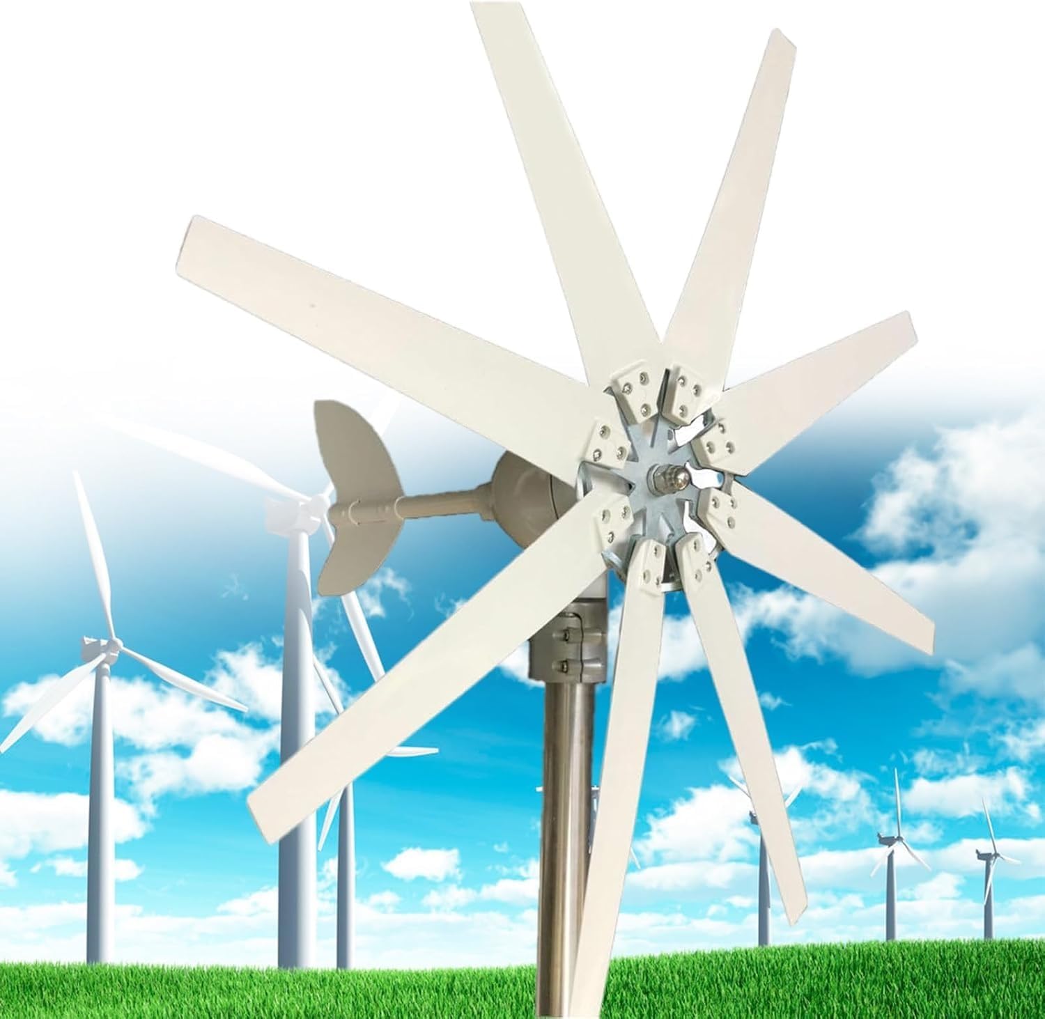 Low Noise 20000W Wind Turbine Generator Free Energy 12V 24V 48V 110V 220V Wind Generator Small Windmill MPPT Controller Homeuse Street Lamps Boat(12V)