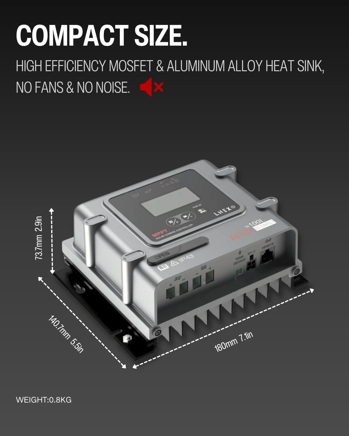 MPPT Solar Charge Controller 40A, 12V 24V Solar Panel Regulator with Temp Sensor for LiFePO4,AGM, Gel, Flooded and Lithium Battery