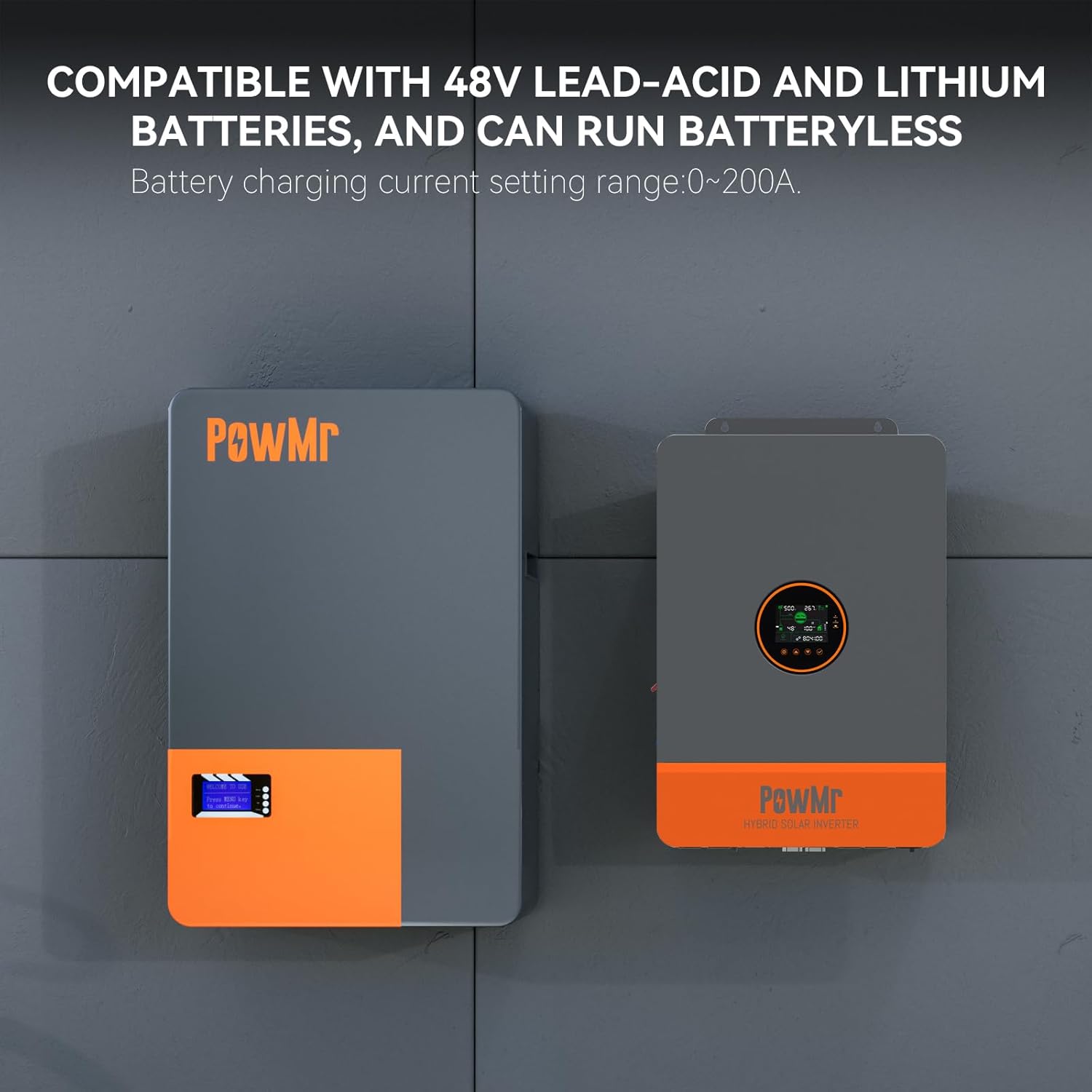 PowMr 10000W Split Phase 48V DC to 100V AC~240V AC Solar Inverter,UL1741 10KW Pure Sine Wave Hybrid Inverter with 200Amp MPPT Charge Controller, Work with 48V Lead Acid and Lithium Battery