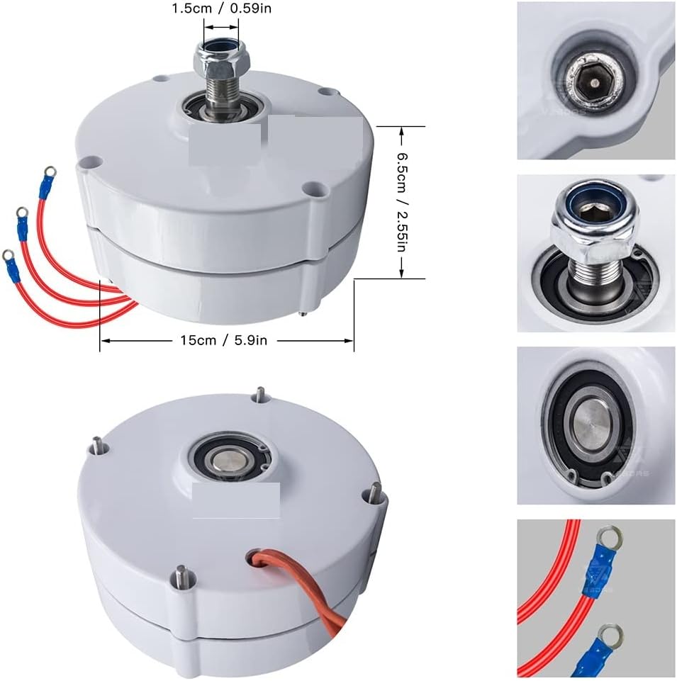 Wind Turbine Generator Kit, Low Speed 100W AC 12V Or 24V Permanent Magnet Generator Gearless 3 Phase Alternators for Wind Water Turbine Diesel Engine for Hybrid Solar Wind System(AC 12V)