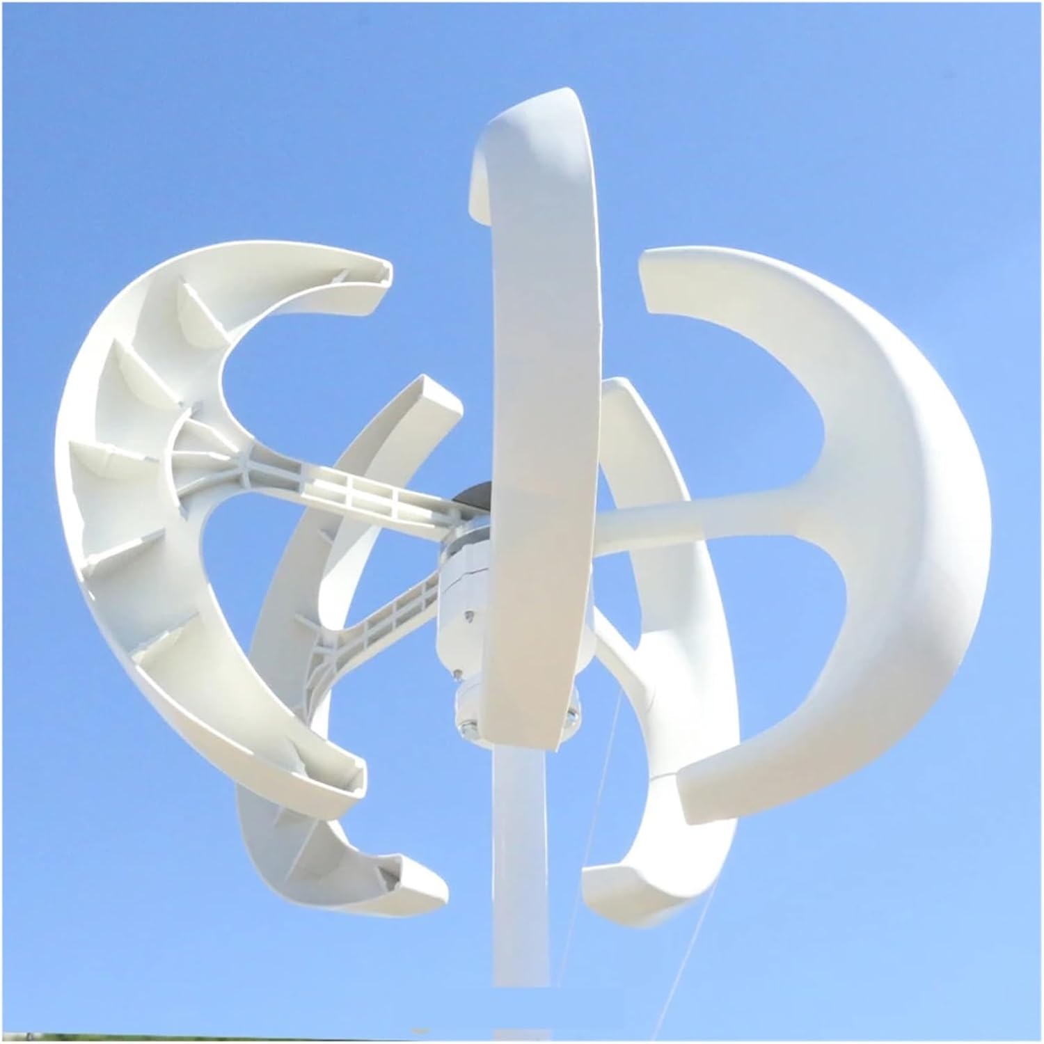 Wind Turbine Generator Kit, Lantern Shape 5KW 12V 24V Vertical Wind Power Turbine nerator Kit for Home 5000W Low Noise Windmill for Hybrid Solar Wind System(White,12V_5000W)