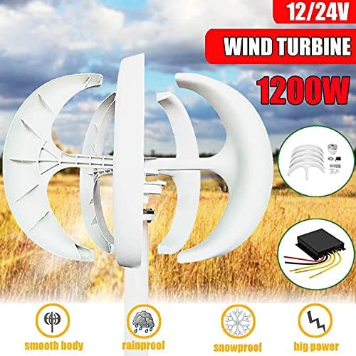 1200W 12V 24V 5 Blades Lantern Vertical Axis Wind Turbines Generator with Controller for Home Windmill Lantern Wind Generator,12v