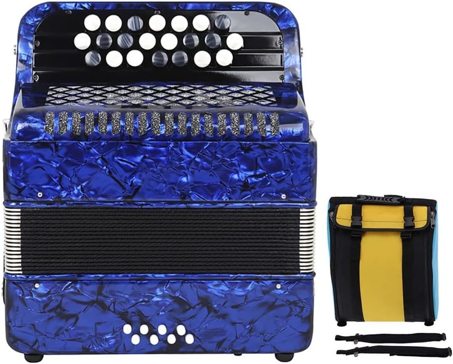 Bayan Accordion for Beginner Adults, 22 Button 8 Bass Professional Button Reed Accordion Instrument with Storage Bag (Color : Sky Blue)