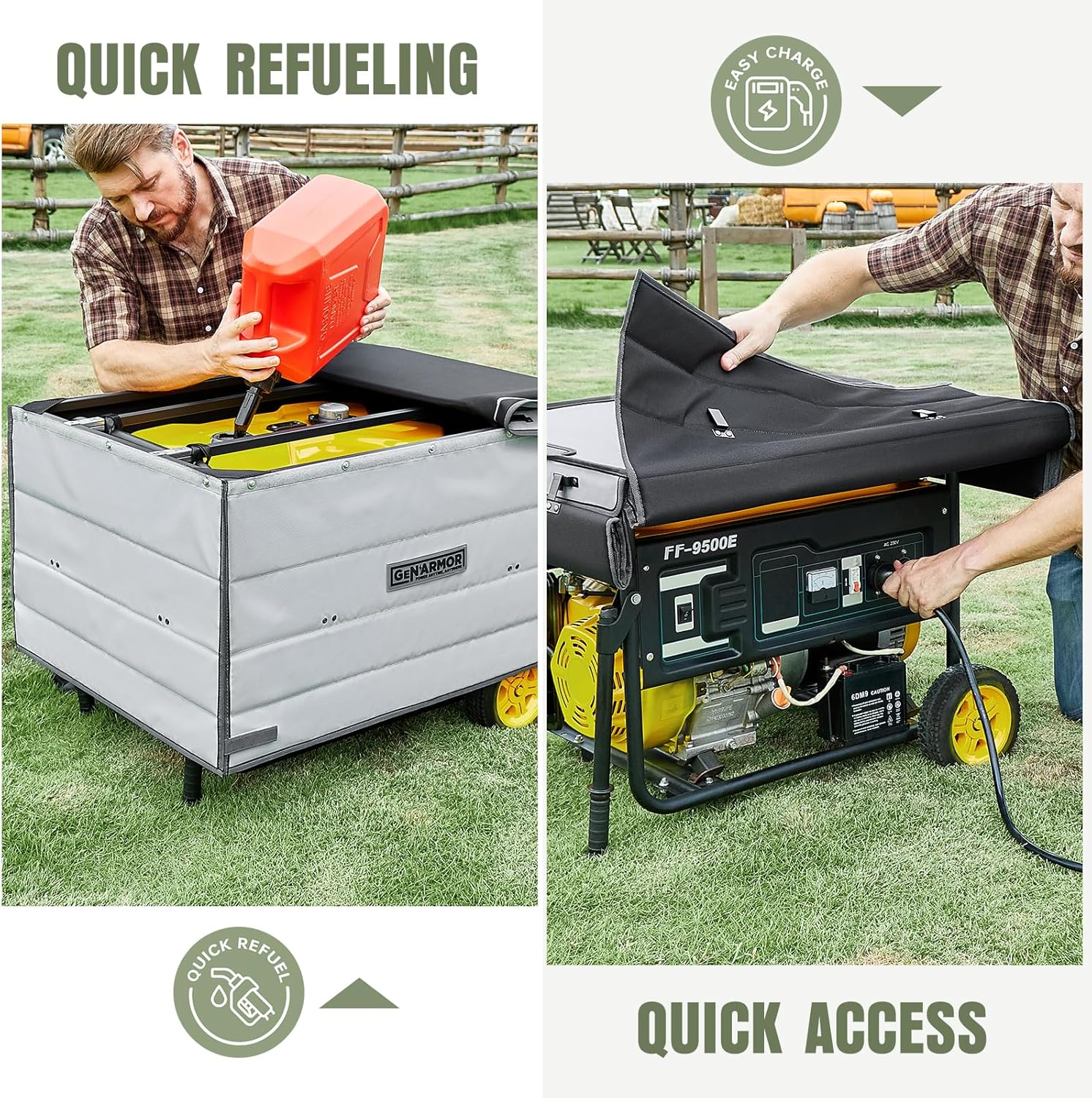 GenArmor Generator Tent Cover while Running, 100% Waterproof Heavy Duty Tarps Generator Enclosure, Portable Outdoor Generator Sheds for outside for Most 4000w~13000w Generators Grey