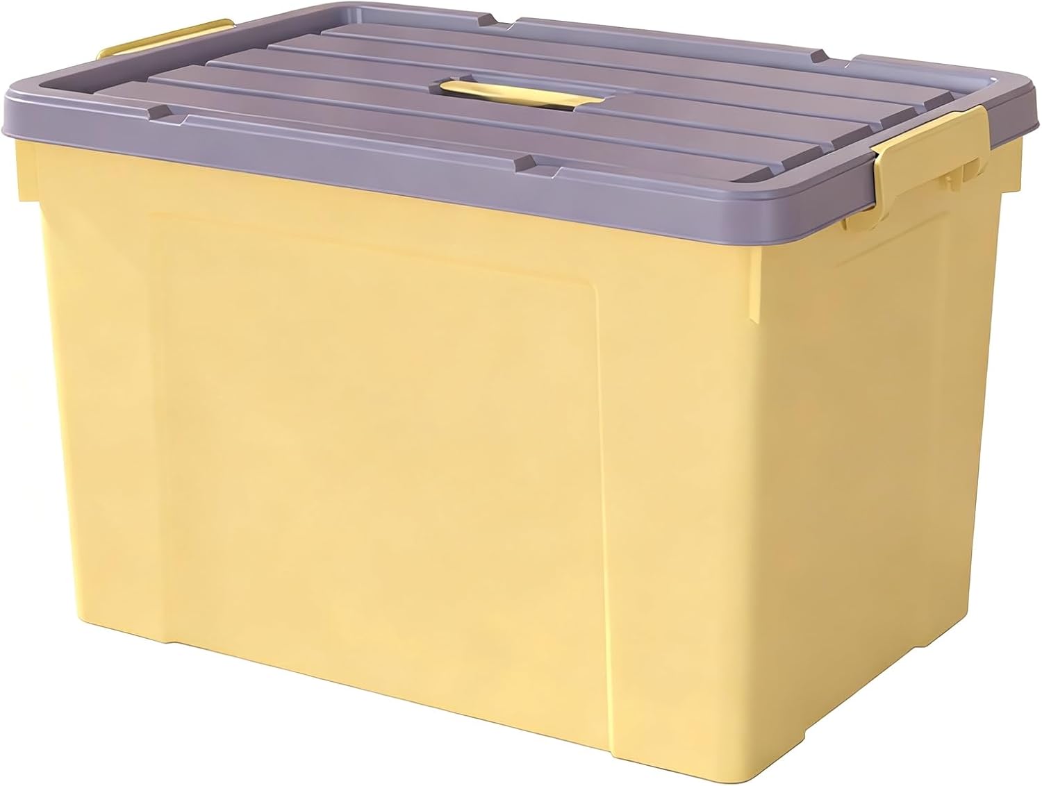 Plastic Storage bin With lid Handles Stackable Multi Purpose Organizer box for Home Office Garage Camping Dorm Durables Waterproof Container With Multiple Sizes(Light yellow,Small)