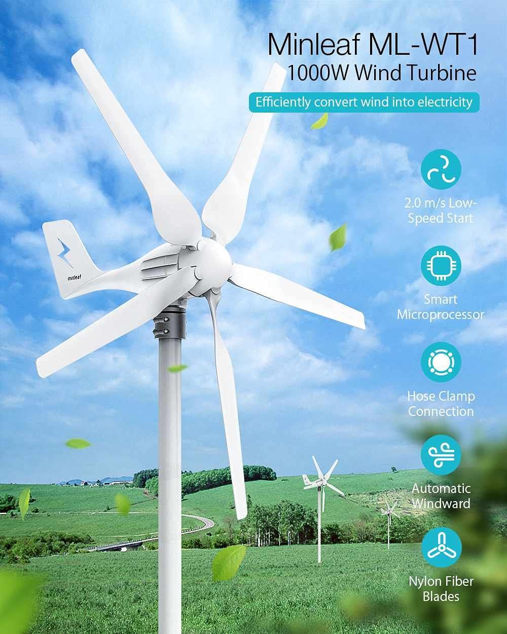 1000W 12V/24V 5 Blades Wind Generator Power Turbines Horizontal with Controller Windmill Energy Turbines Charge Wind Turbines