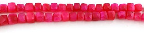 13 inch natural beads strand of 6-9mm faceted cube pink chalcedony gemstone briolletes beads for DIY jewelry - necklace, bracelet, earring, ring.