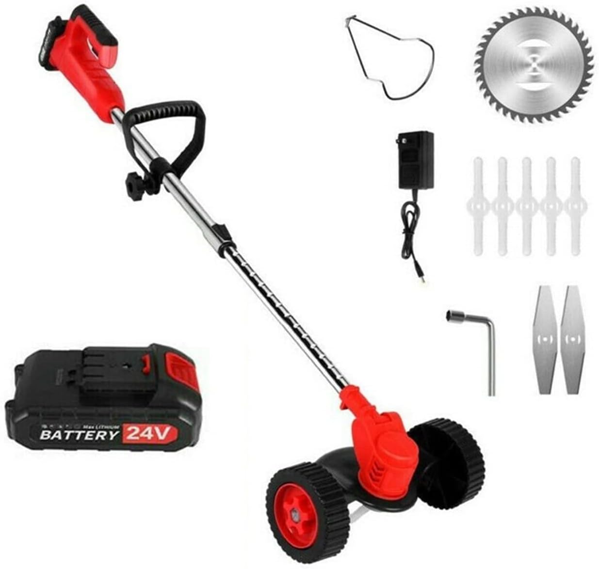 24V Lithium Mower with Wheels - Household Lawn Mower and Weeding Machine