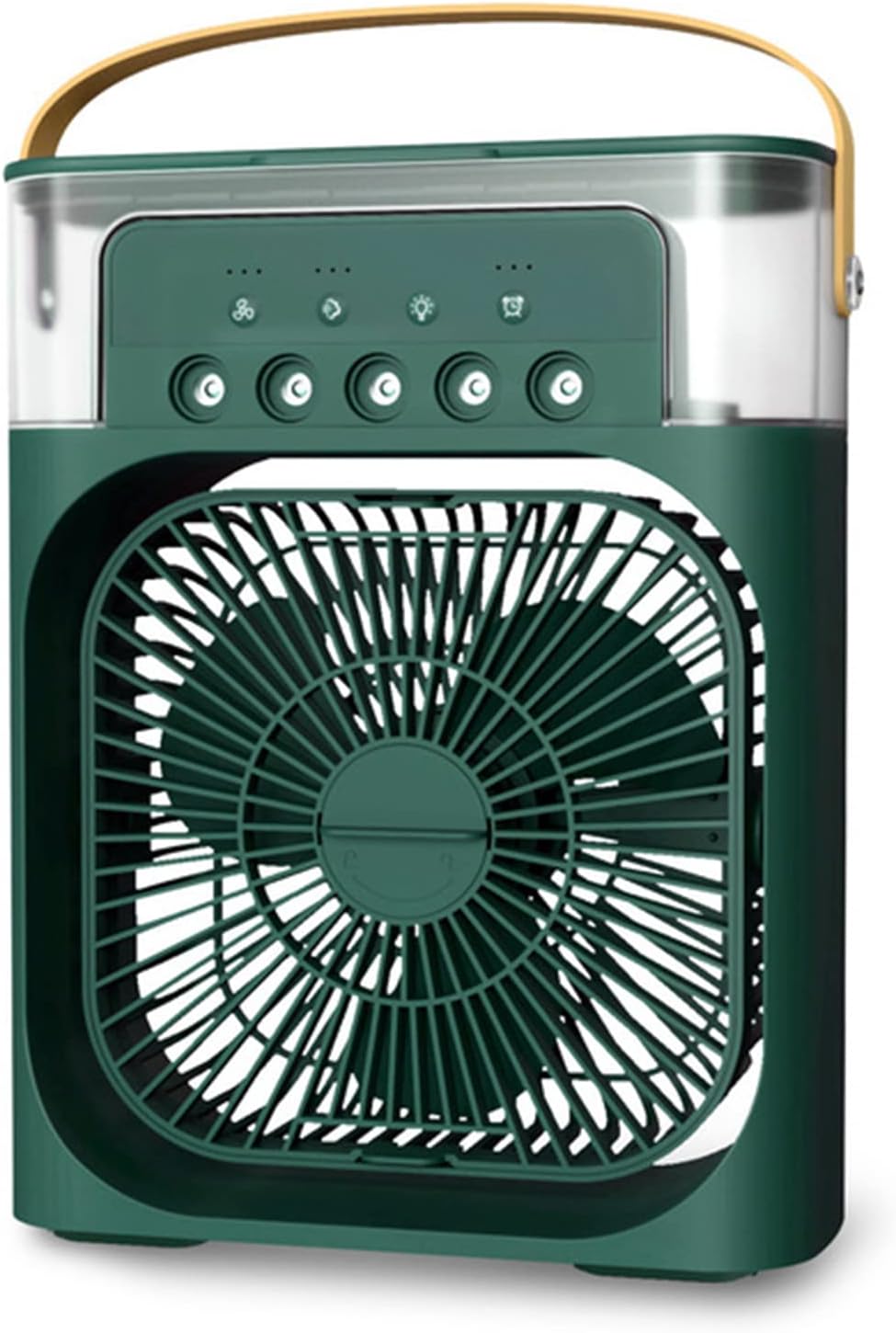 Mini Portable Air Conditioner, Usb Evaporative Cooler, 3 Speed Adjustment, 7 Color Led Humidifier, Office And Outdoor Dual Use (Green)