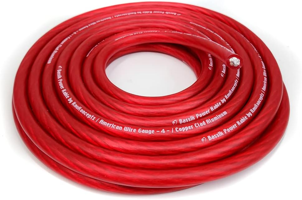 KnuKonceptz Bassik 4 Gauge Red Power/Ground Wire Cable - 100 Feet