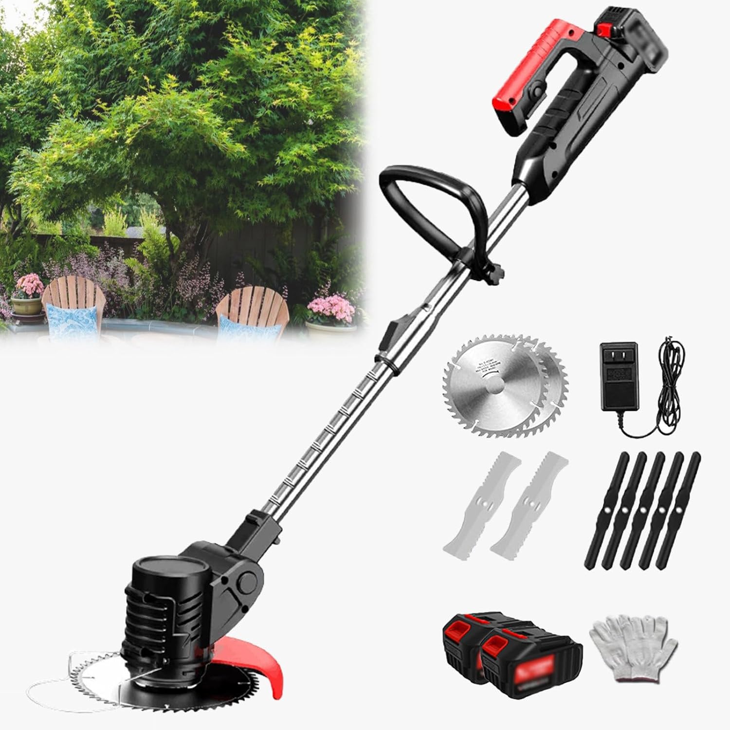 Cordless Grass Strimmer ELD Electric Lawn Mower, Small Household Lawn Mower, Rechargeable Lawn Mower Easily Replaces Manual - Bush Weeding - 1880W-24V,24V/4.0Ah