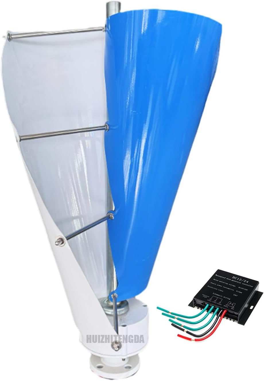 1500W 12V 24V 48V Wind Turbine Spiral Wind Turbine Controller Windmill 2 Blades with Charge Controller for Wind and Solar Power Generation