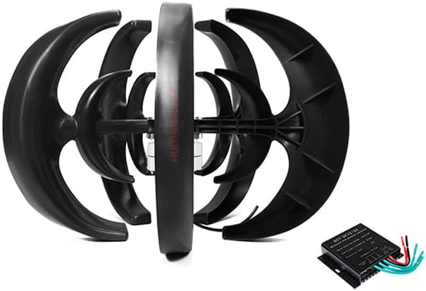 3000W Wind Power Turbine Kit, 12V-220V Low Noise Lantern Vertical Wind Turbine with Charging Controller,for Garden Lighting (Black,5 Blades)