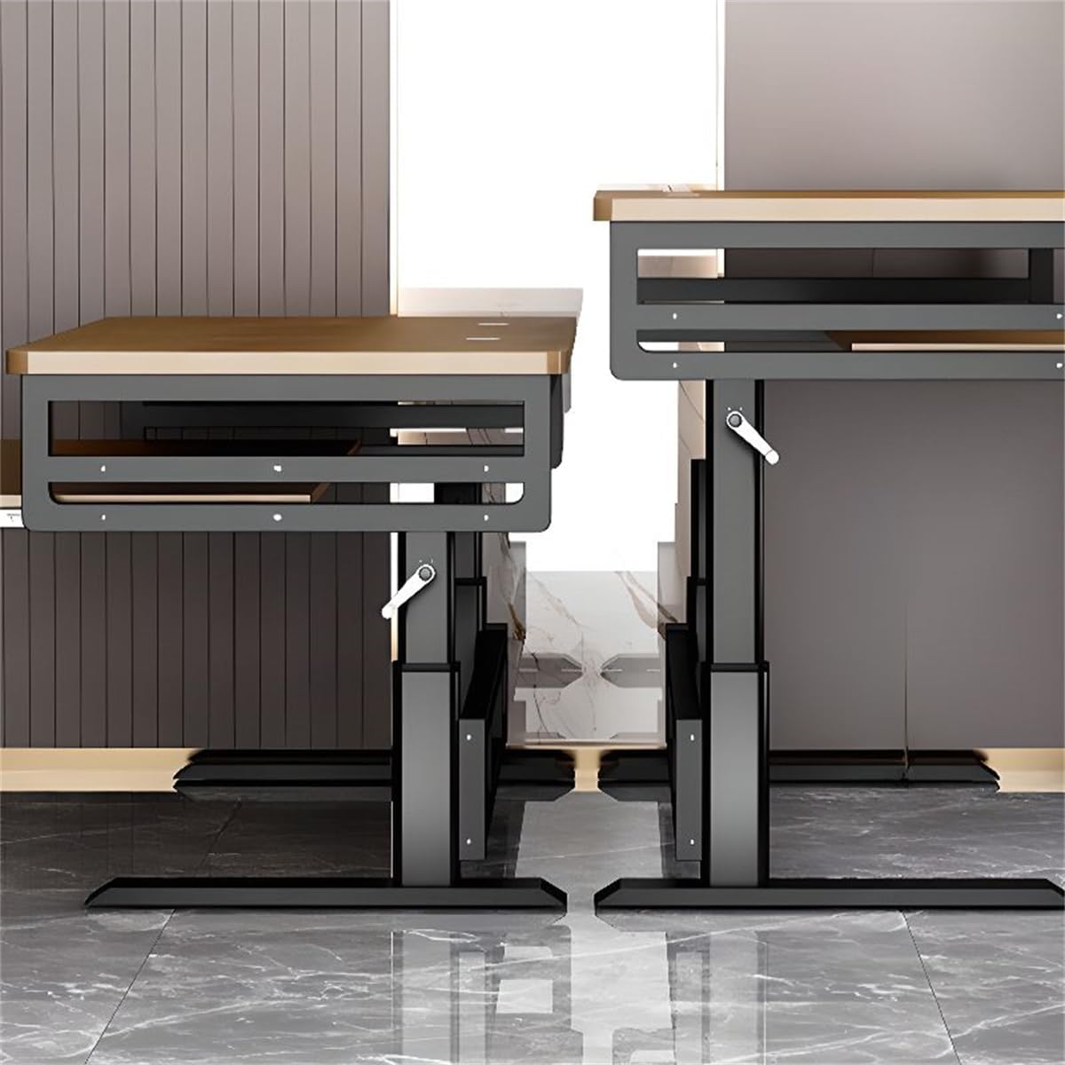 KWOKING Office Computer Desk with Organized Wiring & Keyboard Shelf Workbench Electronic Piano Midi Keyboard Music Production Recording Studio Hand-cranked Lifting Table Black 55