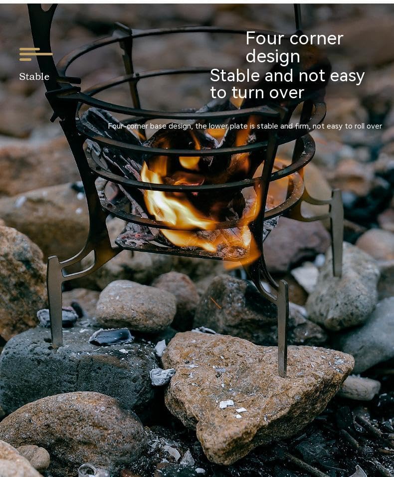 Outdoor Fireplaces Camping Stove Hanging Wood Outdoor Campfire Pit Burner Stainless Steel Burning Furnace for Barbecue Bonfire Fire Pits