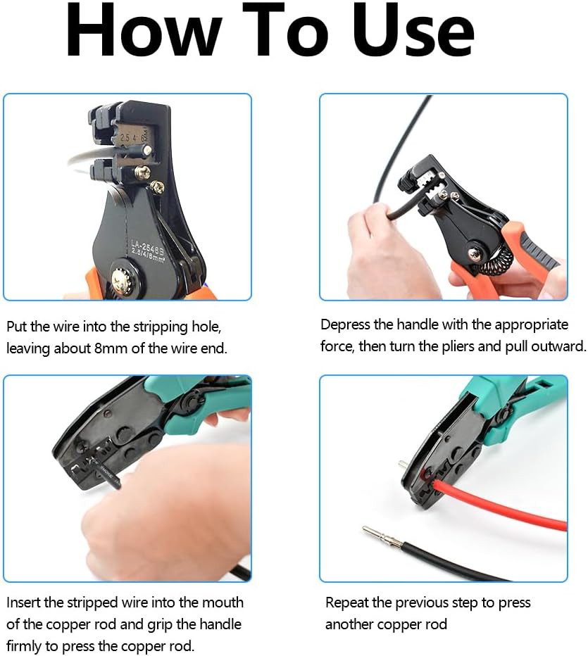 Solar Crimper 14/12/10/8AWG, Solar Crimping Tool Used for 2.5/4/6/10mm Solar Panel Connector and Solar Panel Cables