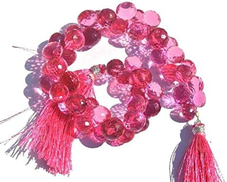 13 inch natural beads strand of 8-10mm faceted onion rubelite pink quartz gemstone briolletes beads for DIY jewelry - necklace, bracelet, earring, ring.