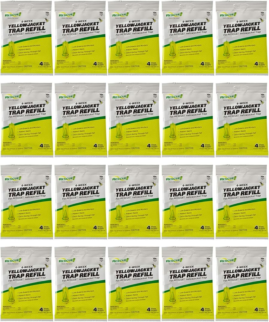 RESCUE! Yellowjacket Attractant – for RESCUE! Reusable Yellowjacket Traps – 4 Week Supply - 20 Pack
