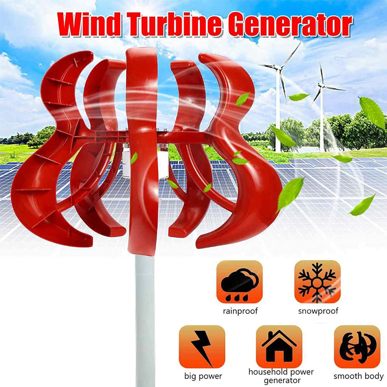 3 Phase AC Permanent Magnet Wind Generator Kit 12000W 12V/24V/48V/220V Vertical Wind Turbines Generator, for Outdoor Garden Streetlight