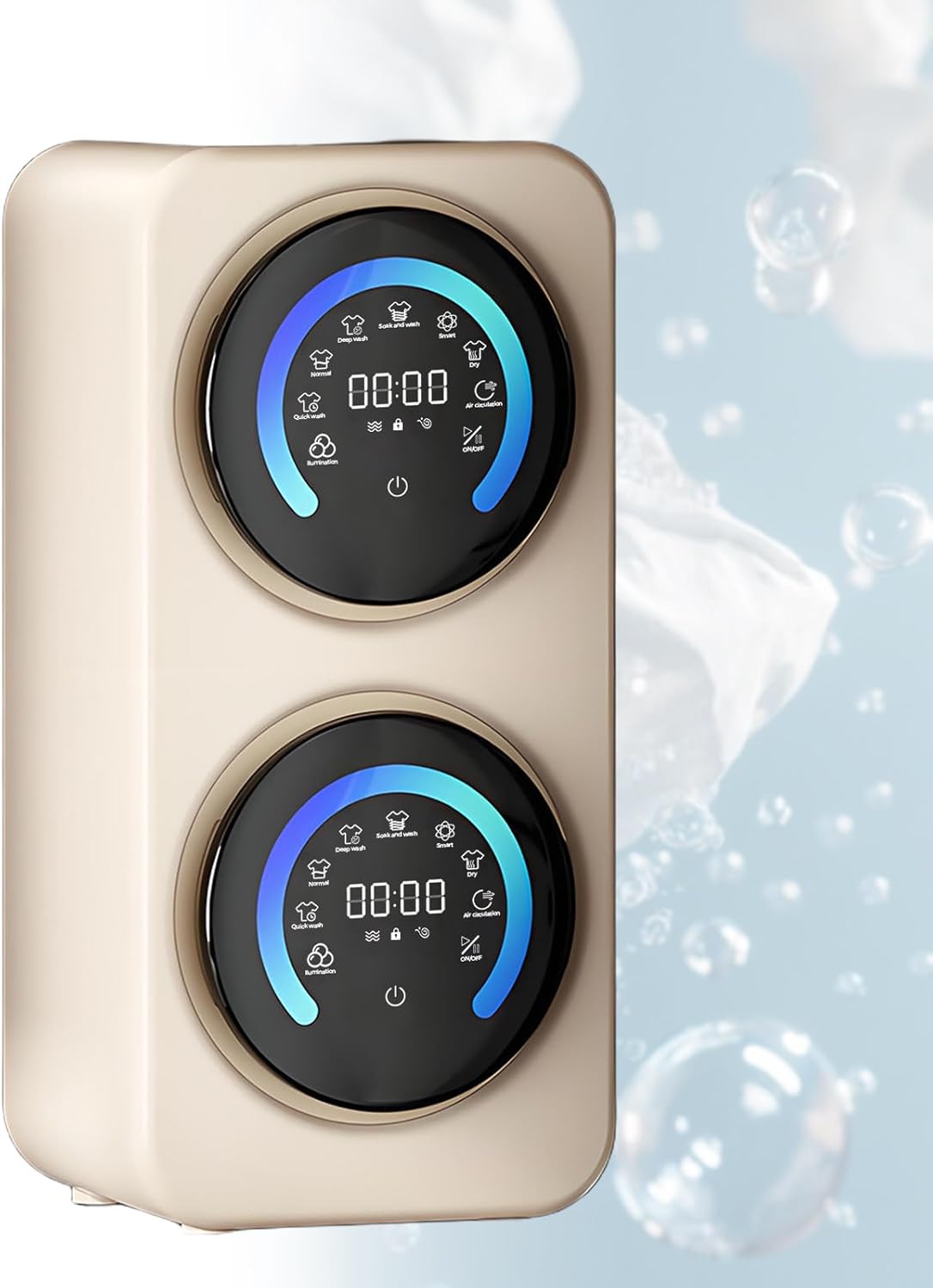 BANGBANGJI Compact Mini Twin Tub Washing Machine, Compact Laundry Washer and Spinner, Each Bucket Washing Capacity 3.5L, 45dB Ultra Quiet, for Small Clothes, Underwear and Socks Desktop