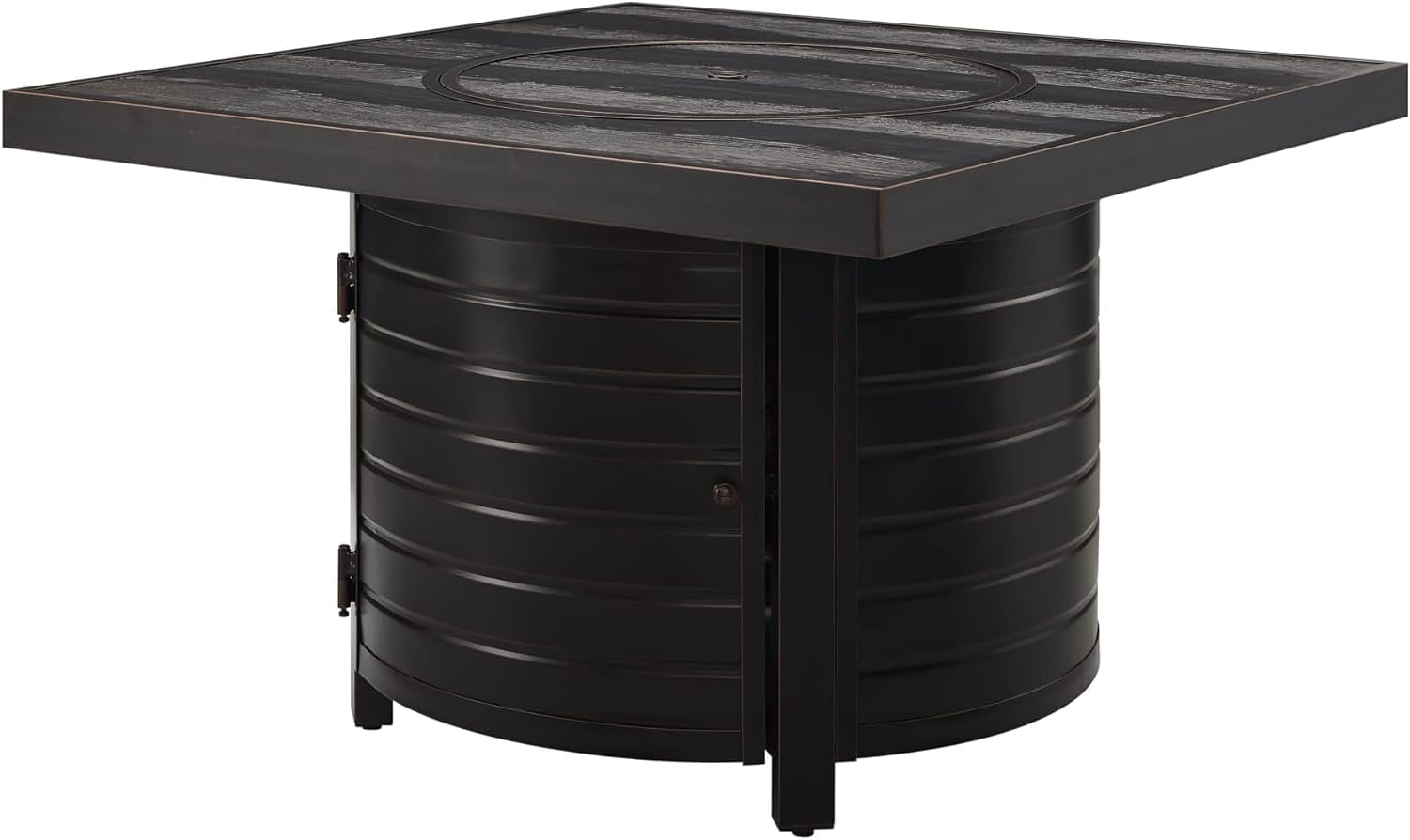 Square LPG/NG Gas Fire Pit Table 55K BTU w/Burner Lid, Cover, Fire Glass #65154