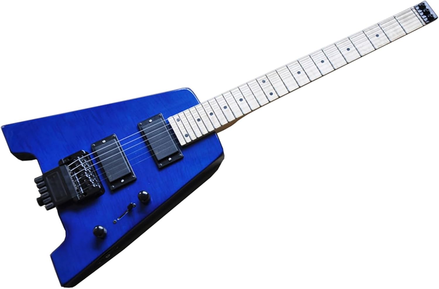 24 Frets 39 Inches Blue Headless Electric Guitar with Basswood Body Maple Fretboard Professional Headless Guitar