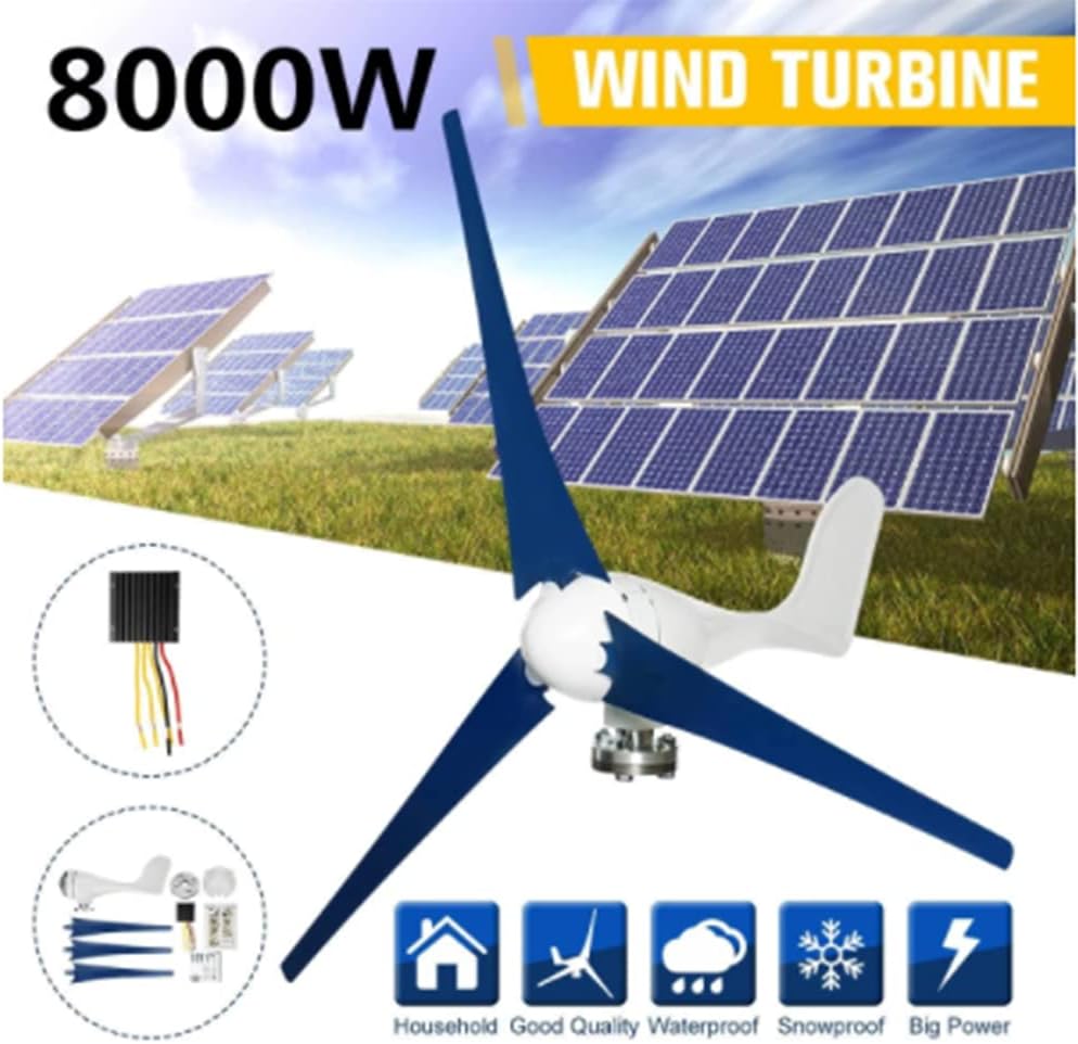 8000W Wind Turbines Generator 12V/24V 3 Blades Horizontal Wind Generator with Controller Windmill Energy