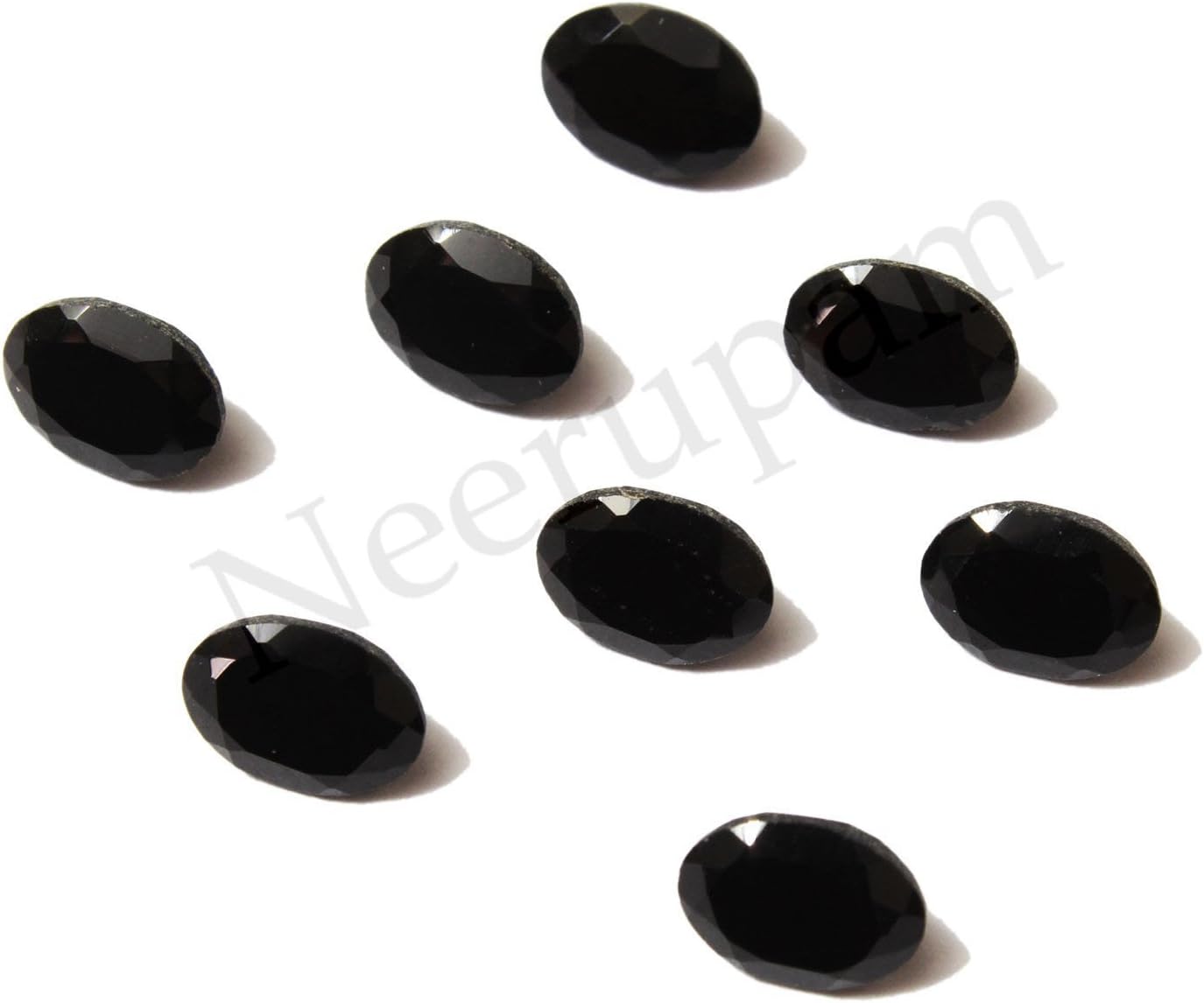 Neerupam Collection 10x8 mm Size Natural Indian Black Onyx AA Quality Faceted Oval Shape Loose Gemstones