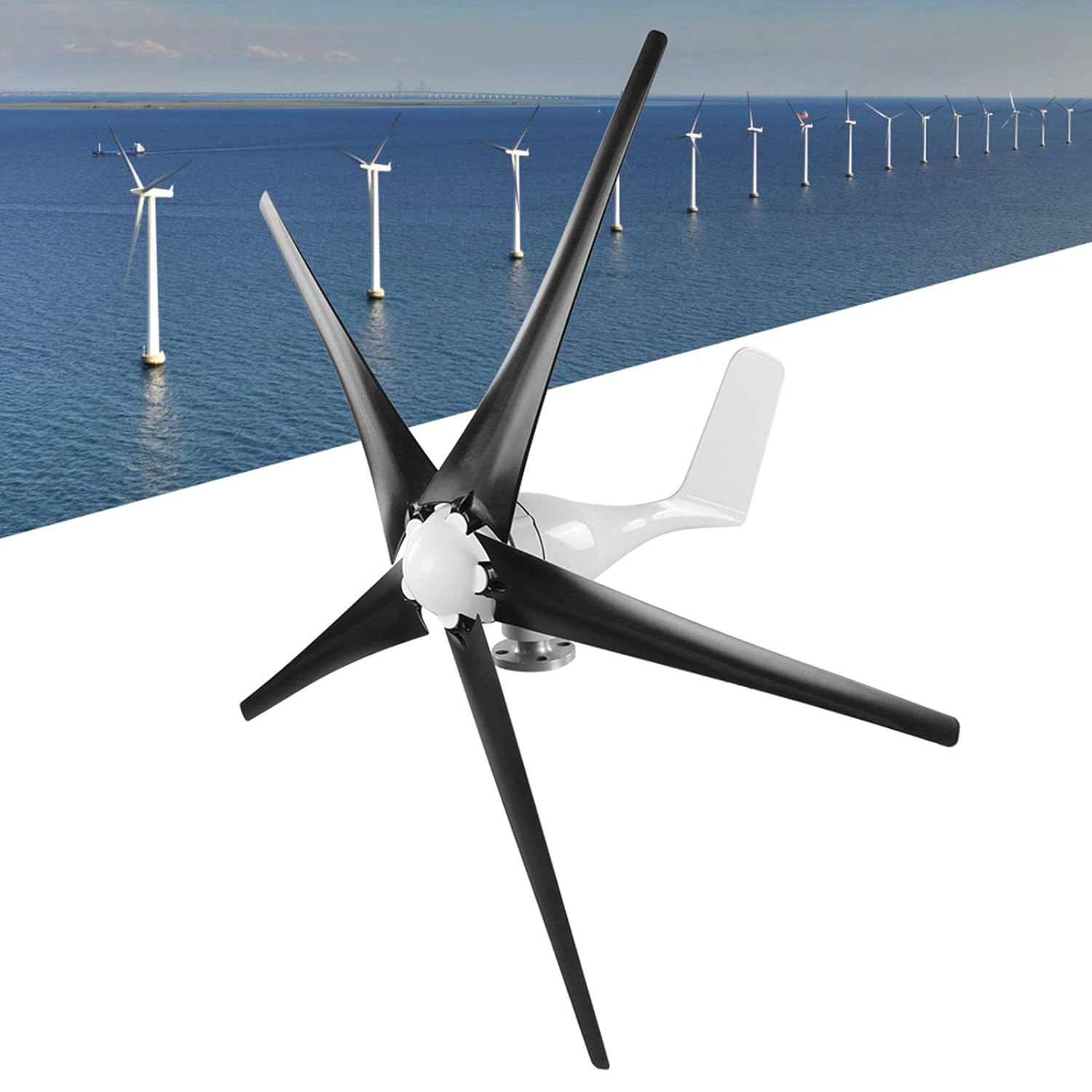Wind Turbines Generator, Professional Wind Turbines Kit, 800W 5 Cutter Wind Generator, Low, Solar Wind Power Parts Accessories (24V)