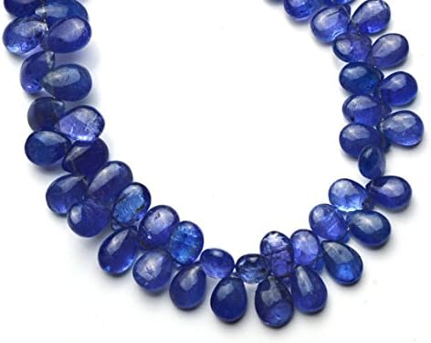 13 inch natural beads strand of 5x7-8x10mm smooth pear tanzanite gemstone briolletes beads for DIY jewelry - necklace, bracelet, earring, ring.