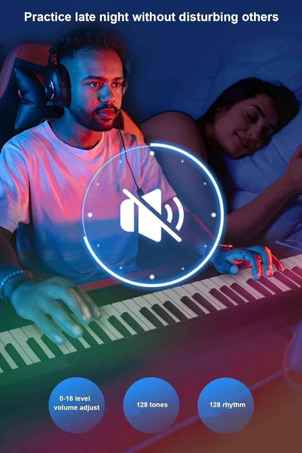 88 Keyboard, Rechargeable Keyboard With Bluetooth MIDI Foldable Digital Piano Portable Full Size Touch-Sensitive Electric Piano Built-in Dual Speakers For Beginners and Professional