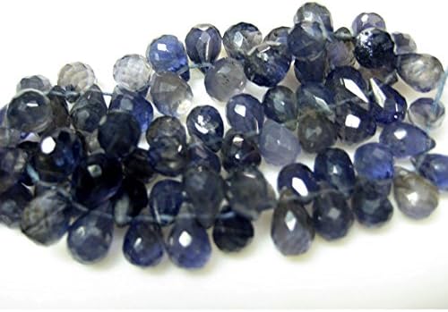 13 inch Natural Beads Strand of 6x8-7x10mm Faceted Drop Iolite Gemstone briolletes Beads for DIY Jewelry - Necklace, Bracelet, Earring, Ring.