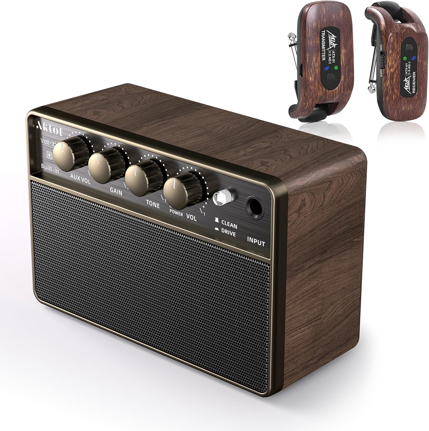 AKLOT Guitar Amp Portable Rechargeable with AKLOT Wireless Guitar System Transmitter Receiver
