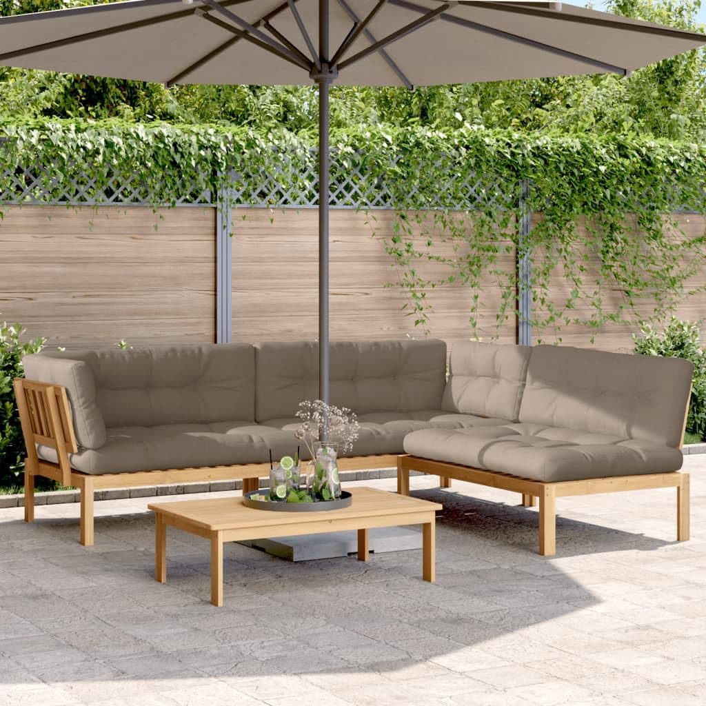 4 Piece Patio Pallet Sofa Set with Cushions Solid Wood Acacia,Acacia Wood 4Piece Patio Sofa Set with Cushions for Outdoor and Garden Relaxation Outdoor Furniture, Patio Seating