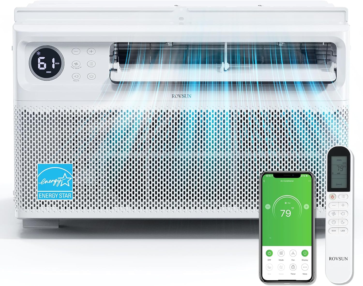 ROVSUN 10000 BTU Inverter Window Air Conditioner with WiFi, Energy-Star Window AC Unit with Remote & App Control, Ultra Quiet Design & Easy Install Kit, Work with Alexa/Google Assistant, 115V/60Hz