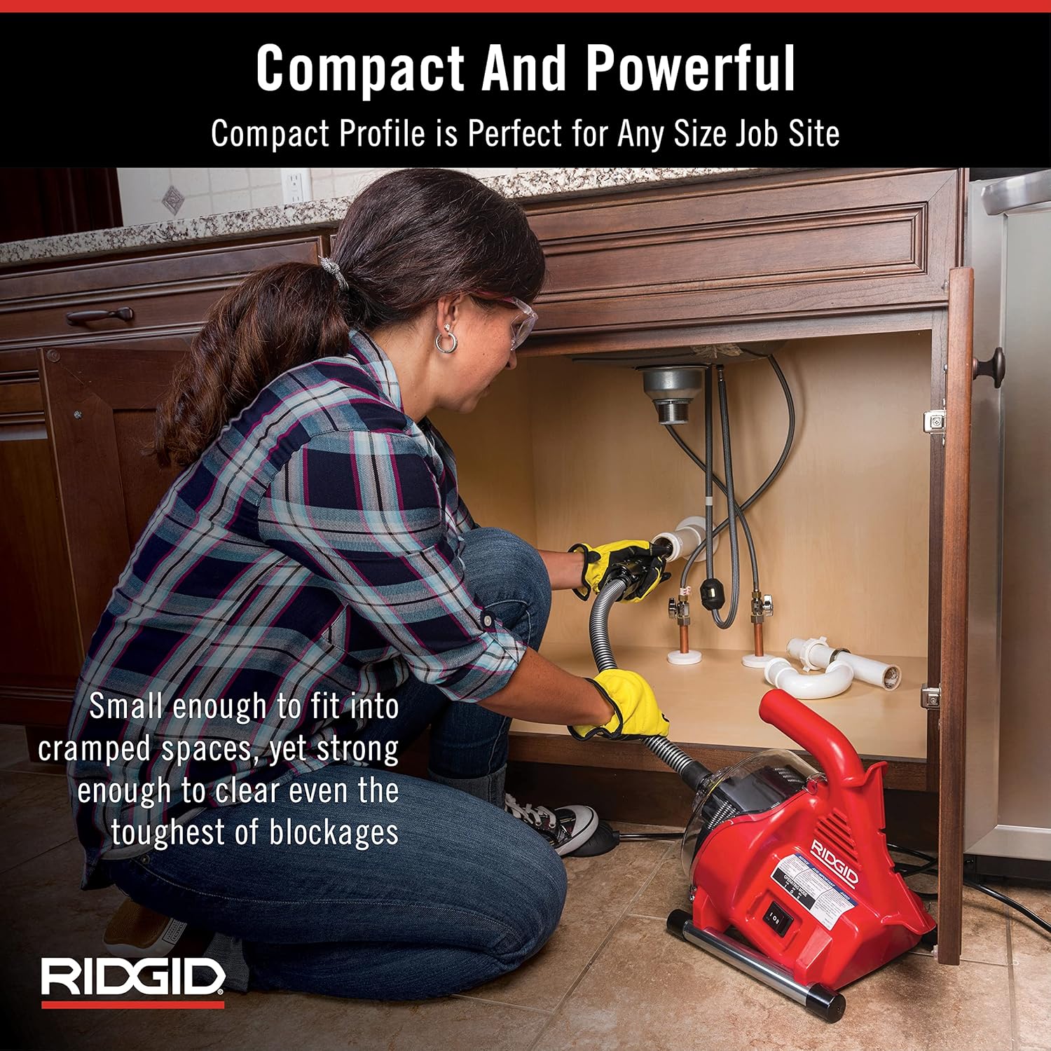 RIDGID PowerClear 120-Volt Drain Cleaning Machine Kit & 12128 T-240 Tool Set for Drum Machines and Drain Cleaning Machines, Included with Select RIDGID K-3800 and K-400 Drain Cleaning Snake Kits
