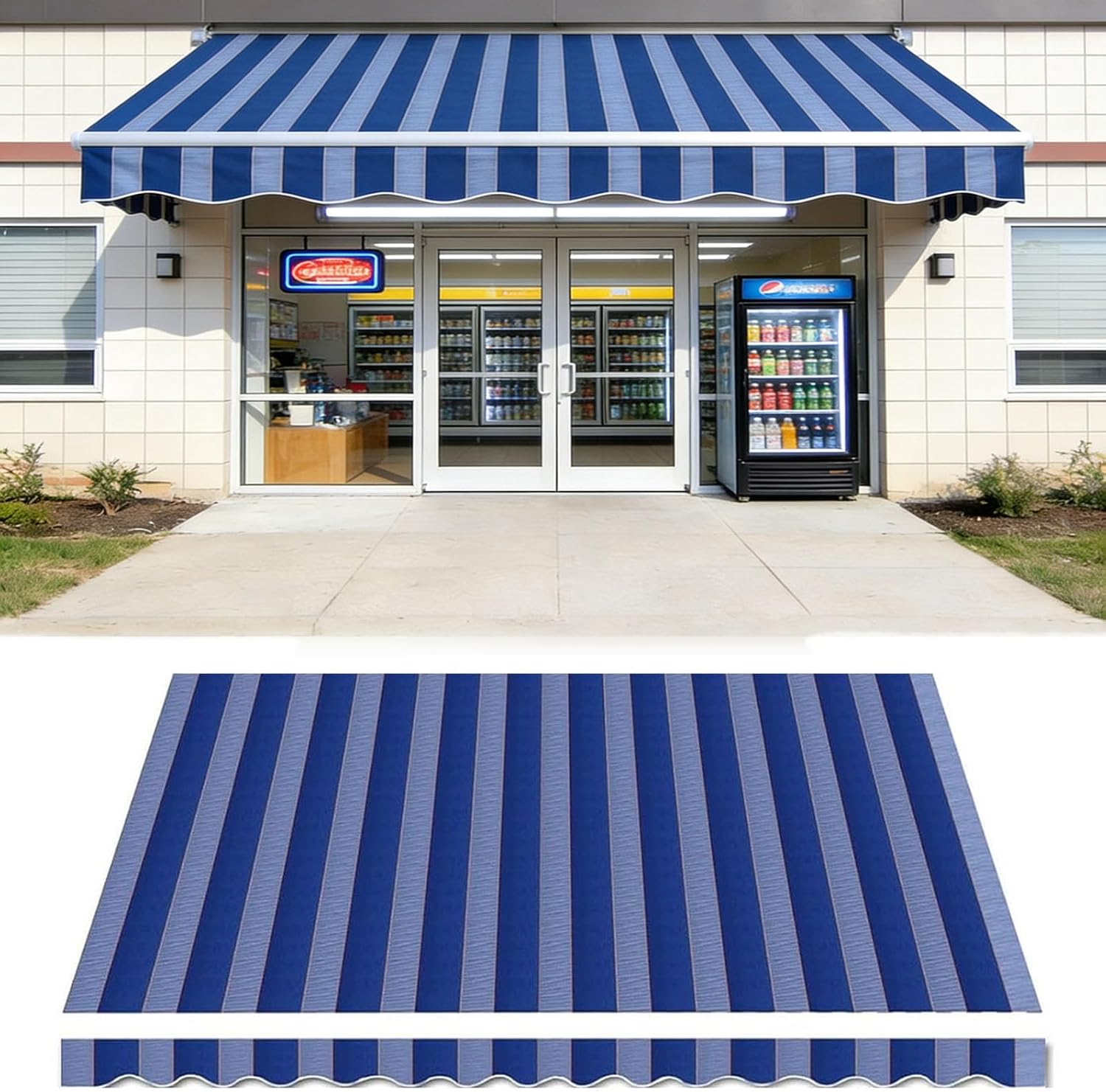 Patio Awning Fabric Replacement 6.5ft 8ft 10ft 12ft 13ft 16ft 22.5ft Retractable Sun Shade Canopy Cloth Waterproof Polyester Awning Cover Custom Sizes(Size:21x13ft,Color:A)