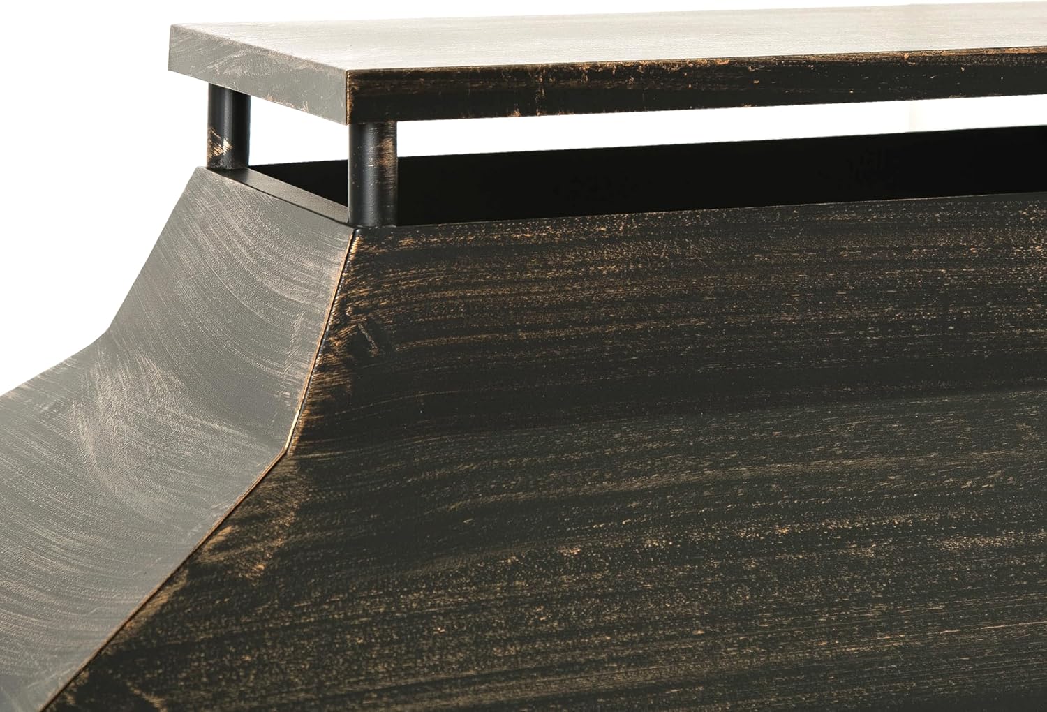 Outdoor Wood Burning Fireplace with Wood Storage, 37-Inch Rectangular Steel Outdoor Fireplace Log Burning Fire Pit with Poker for Patio Garden and Backyard