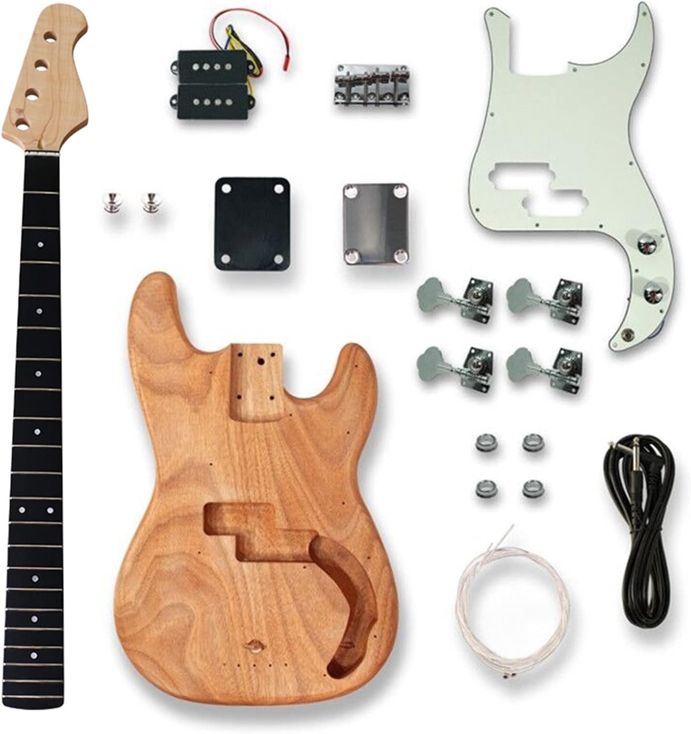 Electric Bass Guitar Body & Neck Kit Maple Neck Wood Body Barrel Unfinished Project All DIY Bass Guitar Parts Guitar DIY Accessory