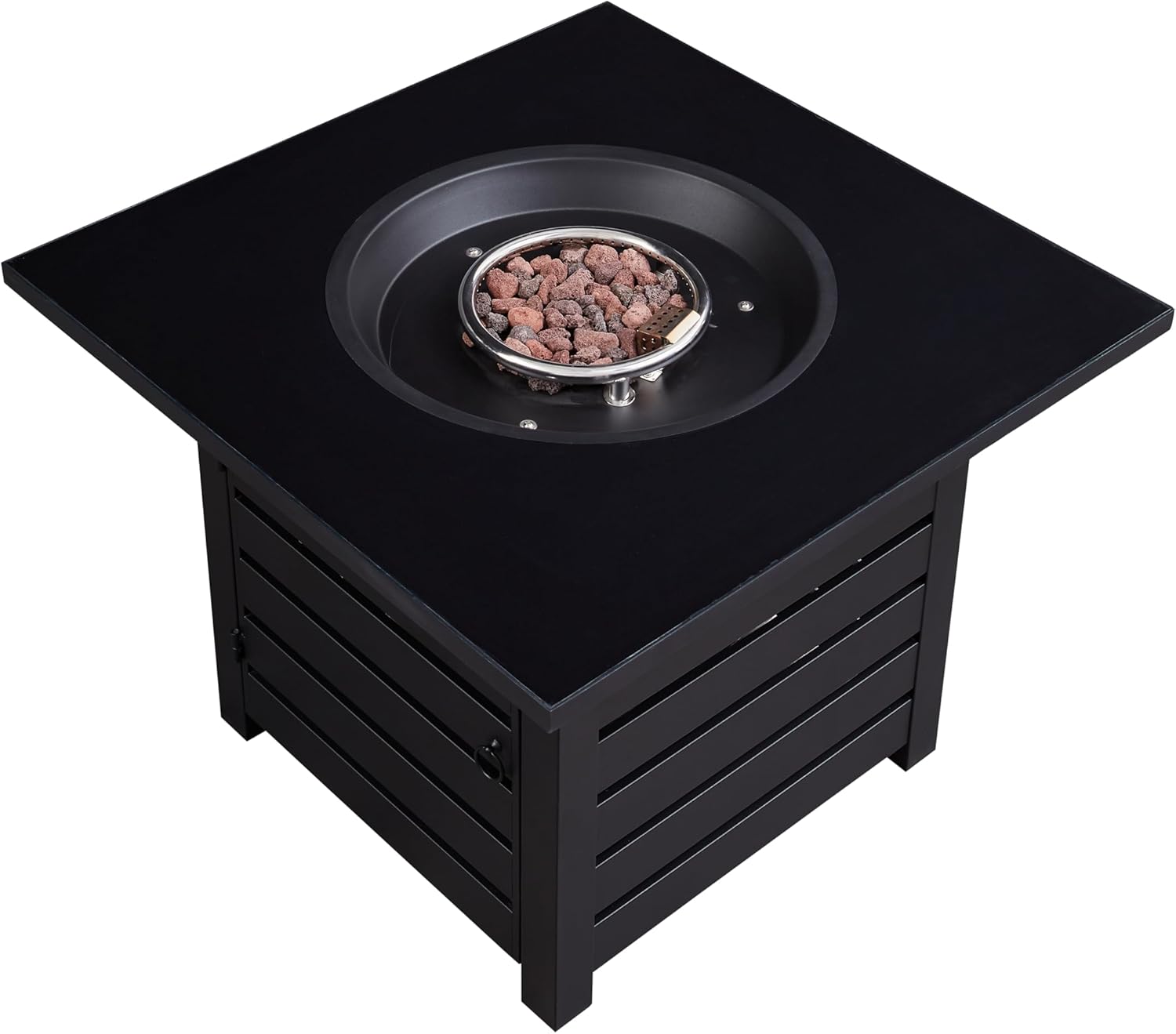 Fire Pit Table, 32-inch Square 50,000 BTU Auto-Ignition Propane Firepit with Waterproof Cover