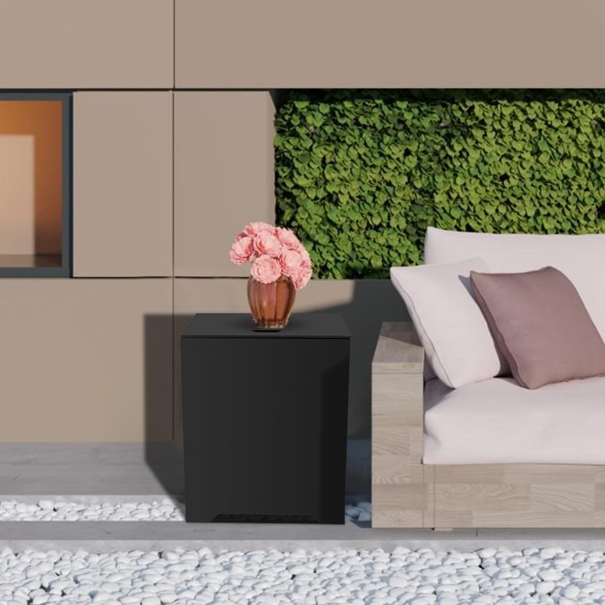 ThermoMate Propane Tank Cover Table, 20 LB Propane Tank Storage Box, Propane Tank Storage Hideaway Table for Fire Pit and Gas Griddle Black